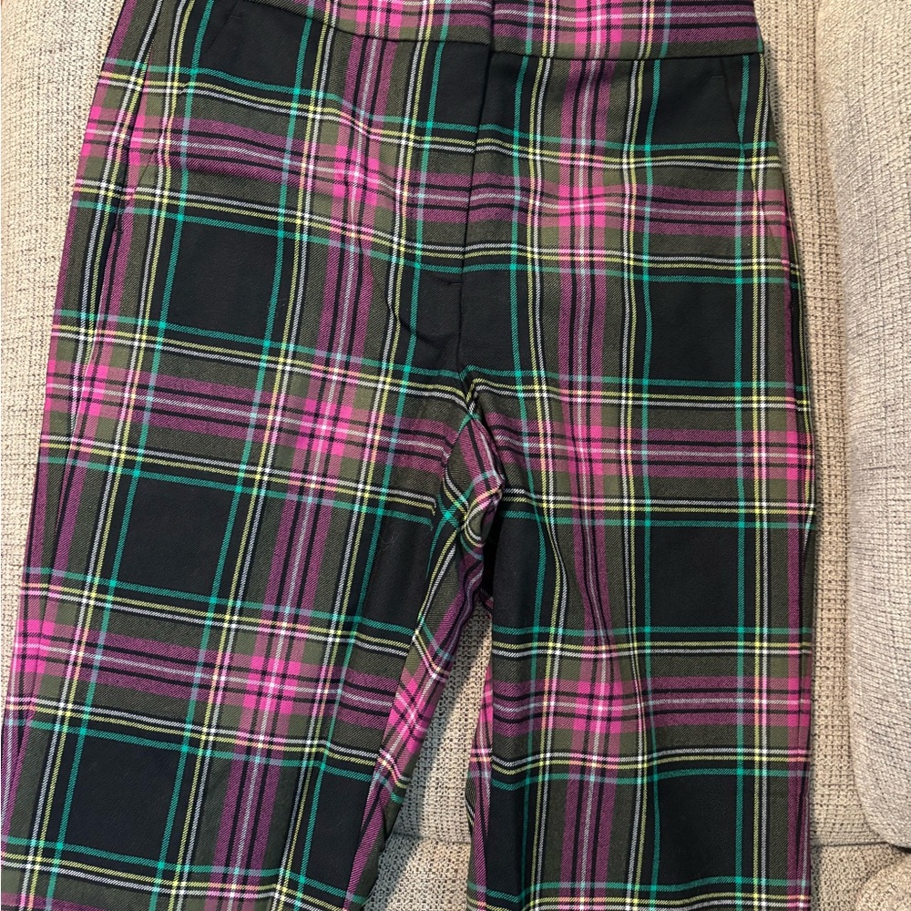 J. Crew Kate pink tartan plaid pants NWT 4 - Picture 3 of 6